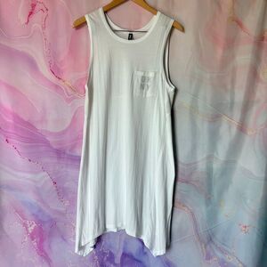 DKNY L White Athleisure Casual Tennis Dress Sporty Preppy Athletic Gym Yoga